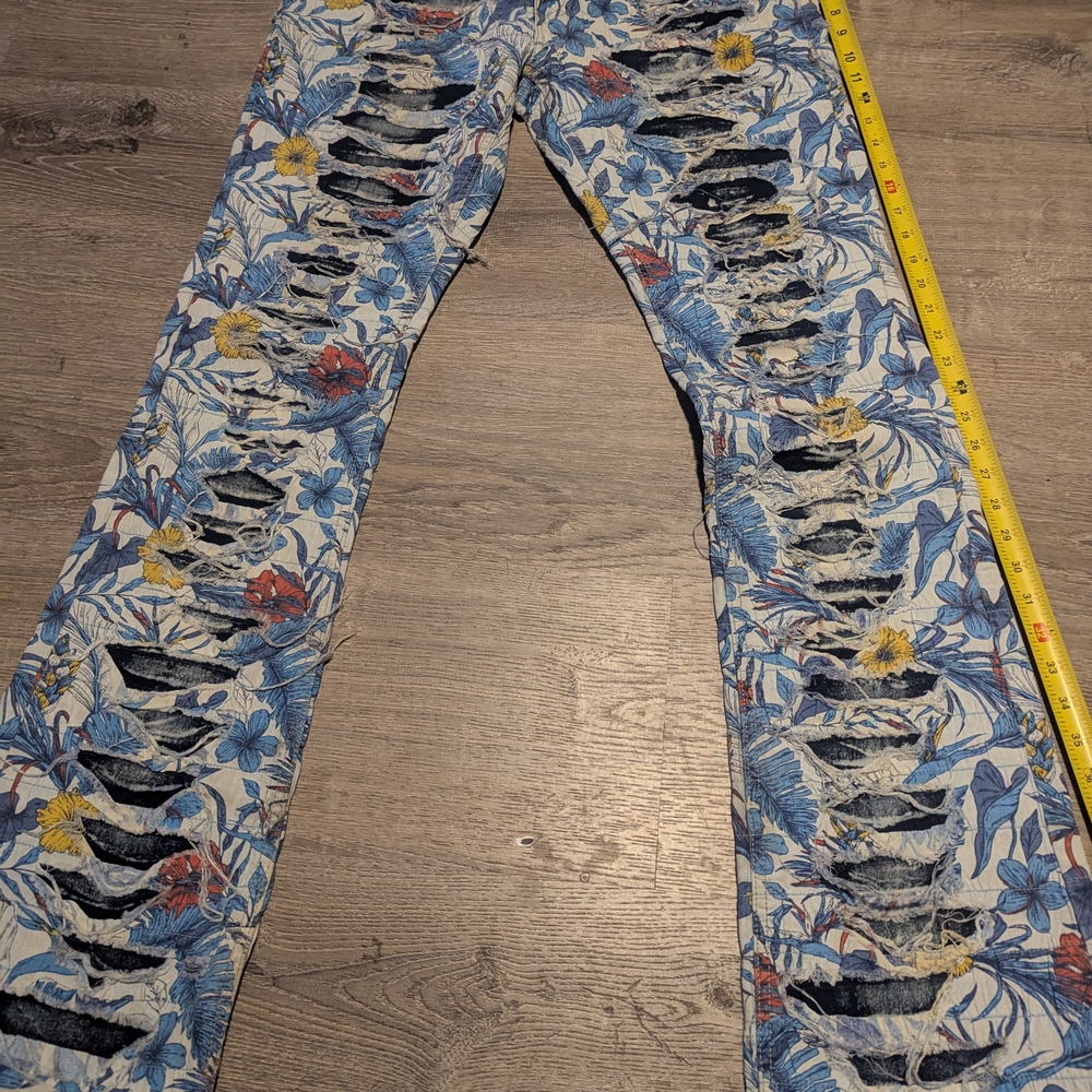 Men's Floral Distressed Jeans